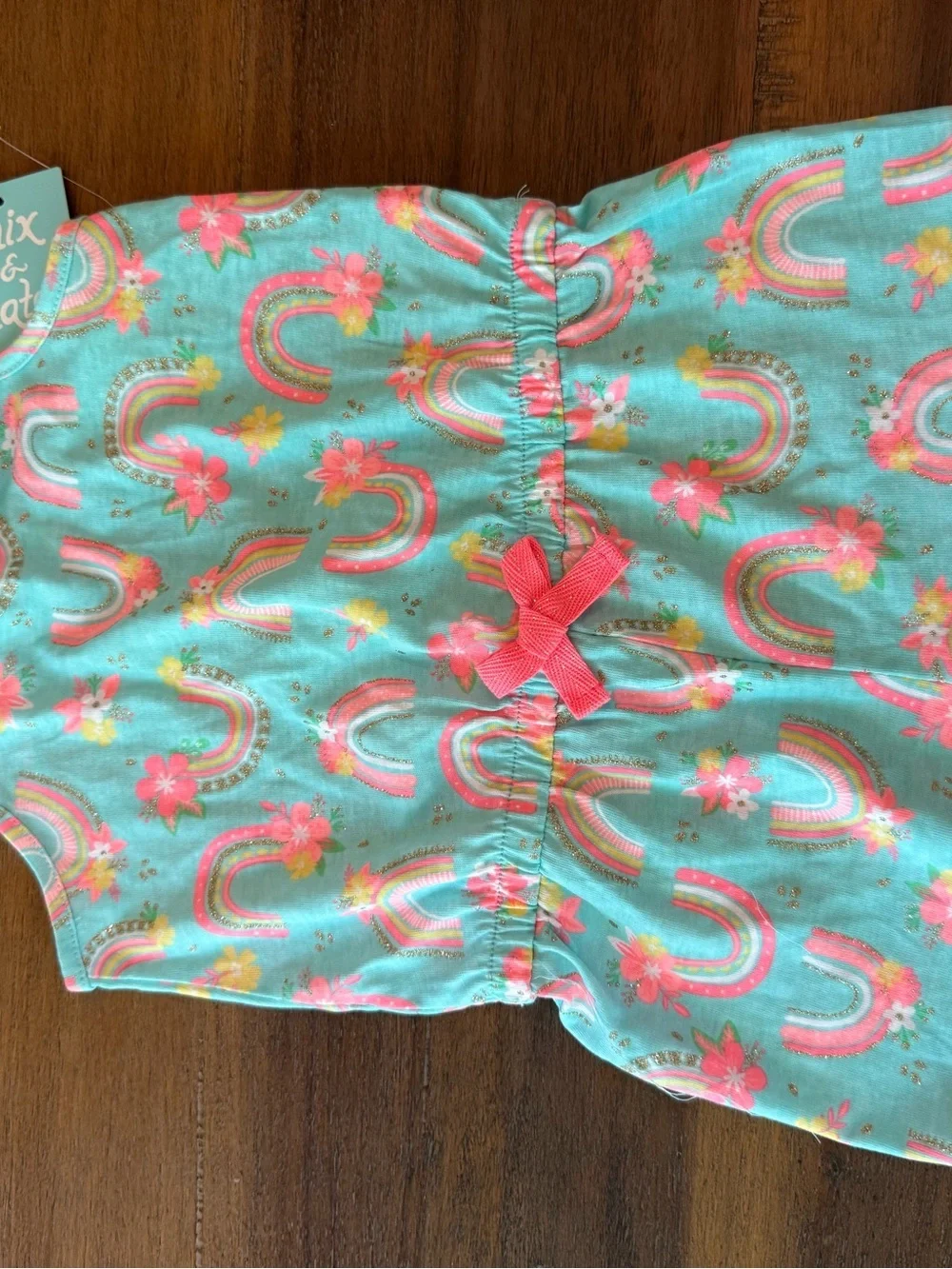 Cynthia Rowley Mint Rainbow Floral Romper with Pink Accents size 4